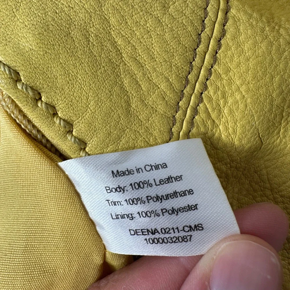 The Sak Deena Yellow Flap Pebbled Leather Crossbody Bag Adjustable Hobo Purse
